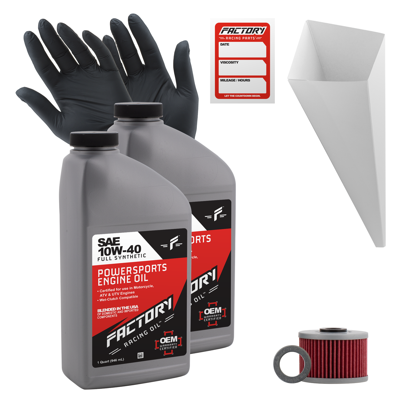 10W-40 Full Synthetic 2 Quart Oil Change Kit For Kawasaki KL250 Super Sherpa, KLX250