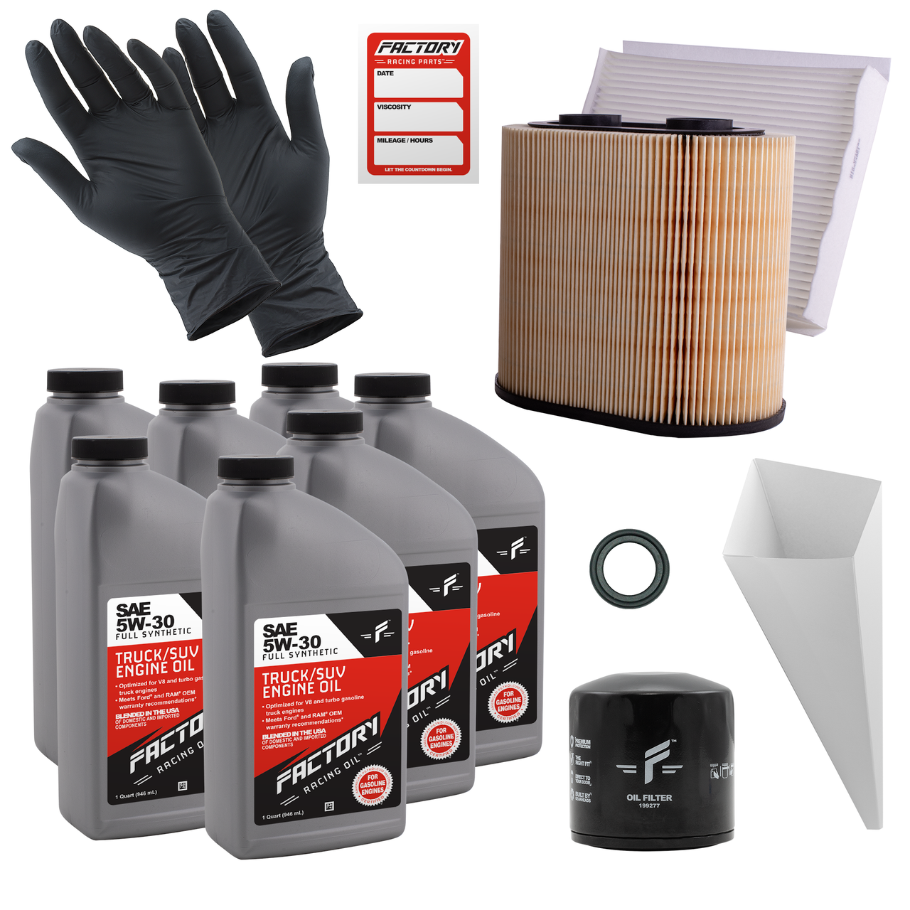 Deluxe Oil Change Kit for Ford F-250, F-350, F-450, F-550 Super Duty 5W-30 Full Synthetic - 7 Quarts