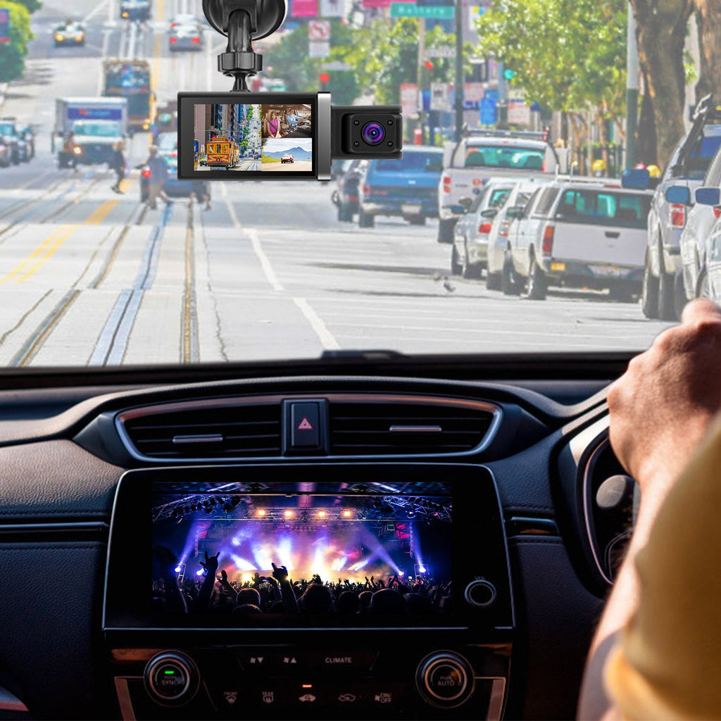 2K Car DVR 3 Channel Dash Cam Camcorder Camera Recorder With 140