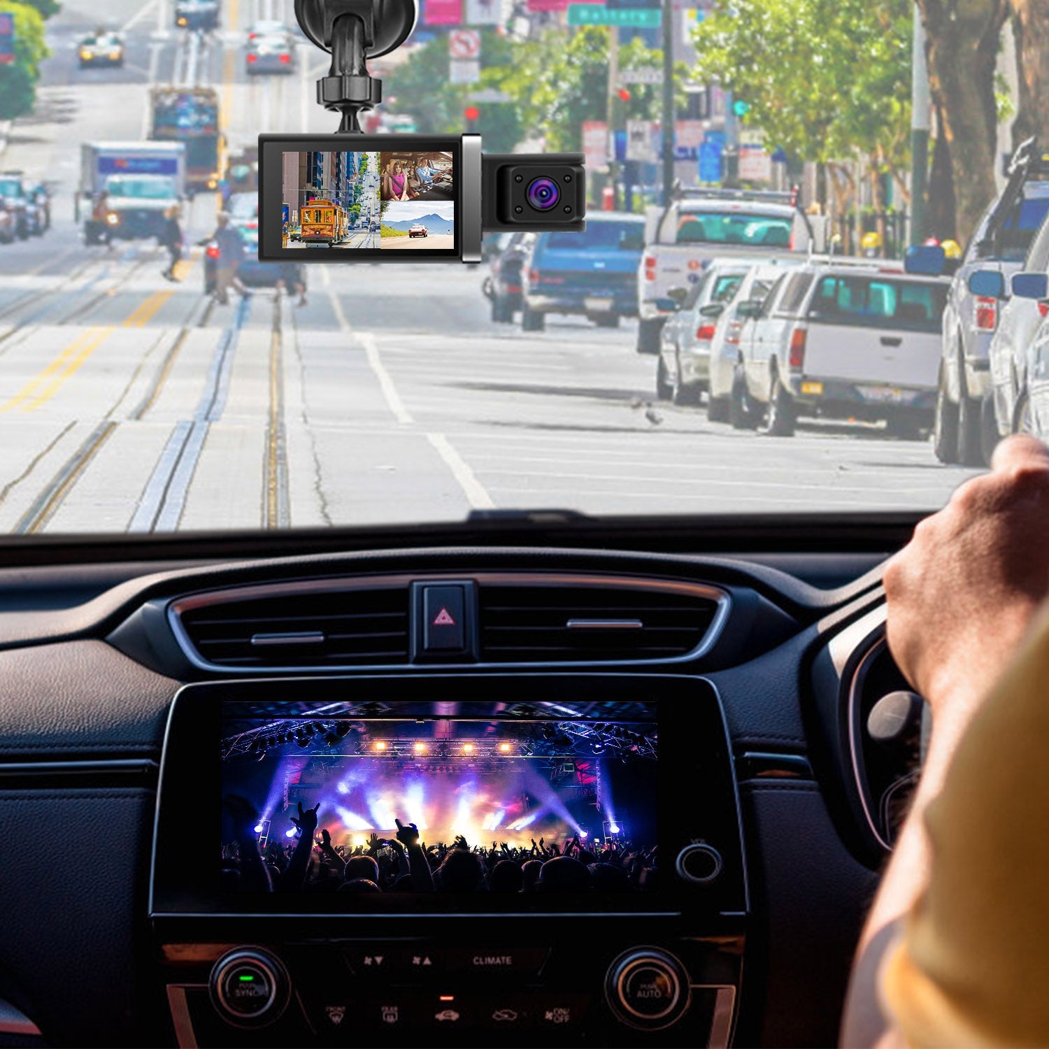2K Car DVR 3 Channel Dash Cam Camcorder Camera Recorder With 140