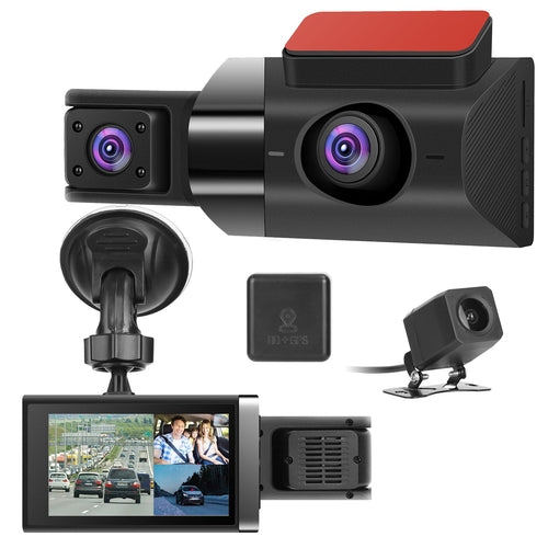 2K Car DVR 3 Channel Dash Cam Camcorder Camera Recorder With 140