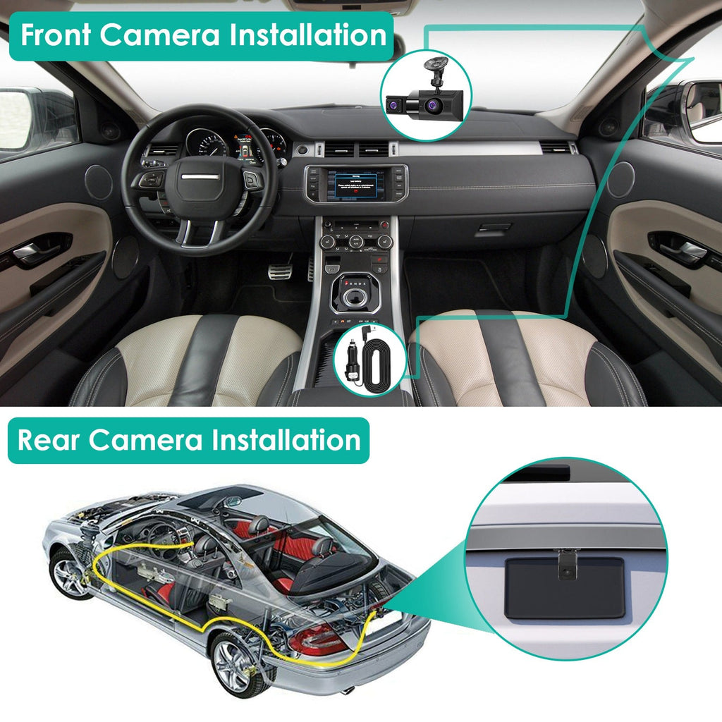 2K Car DVR 3 Channel Dash Cam Camcorder Camera Recorder With 140