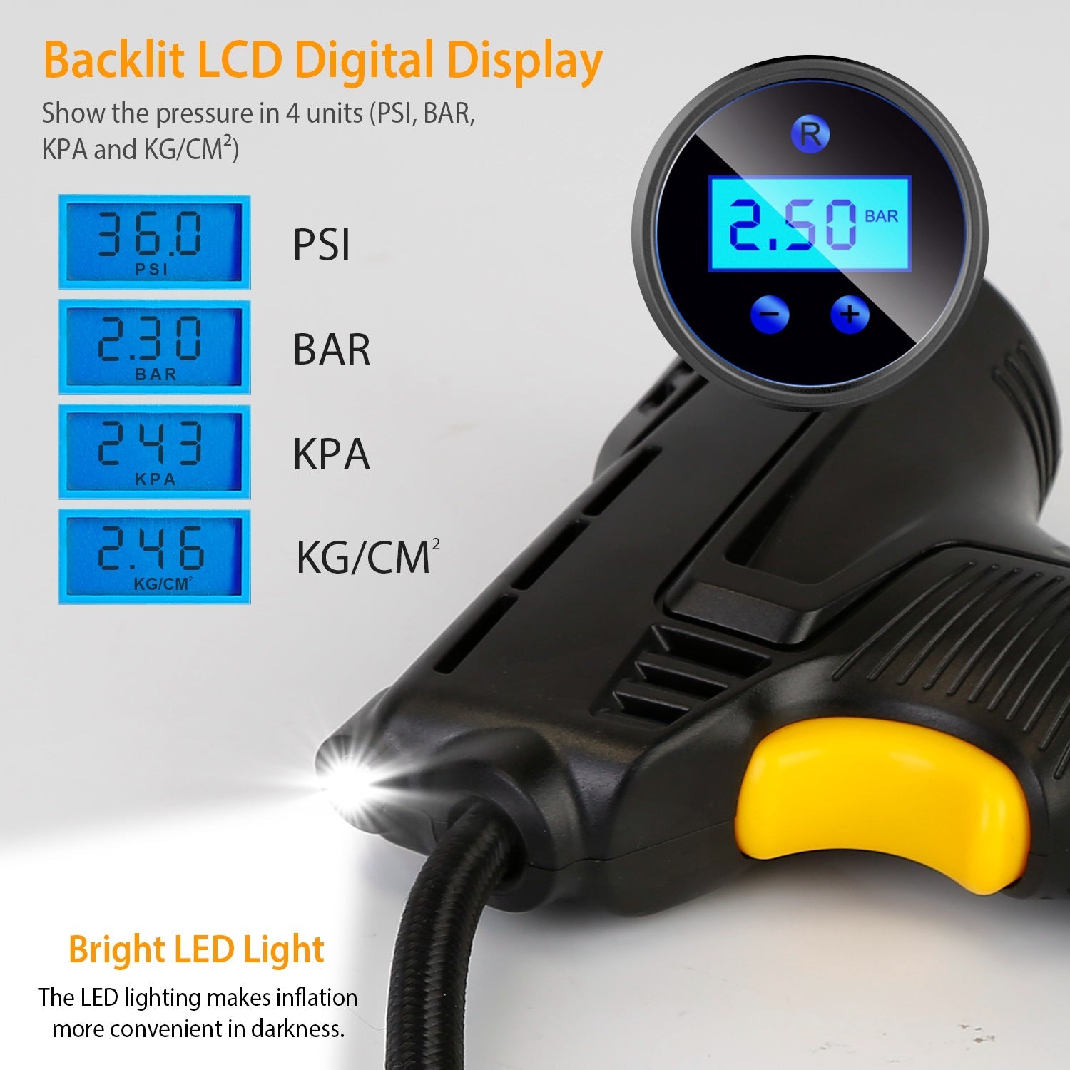 Portable Car Tire Inflator DC 12V Digital Car Air Compressor Electric