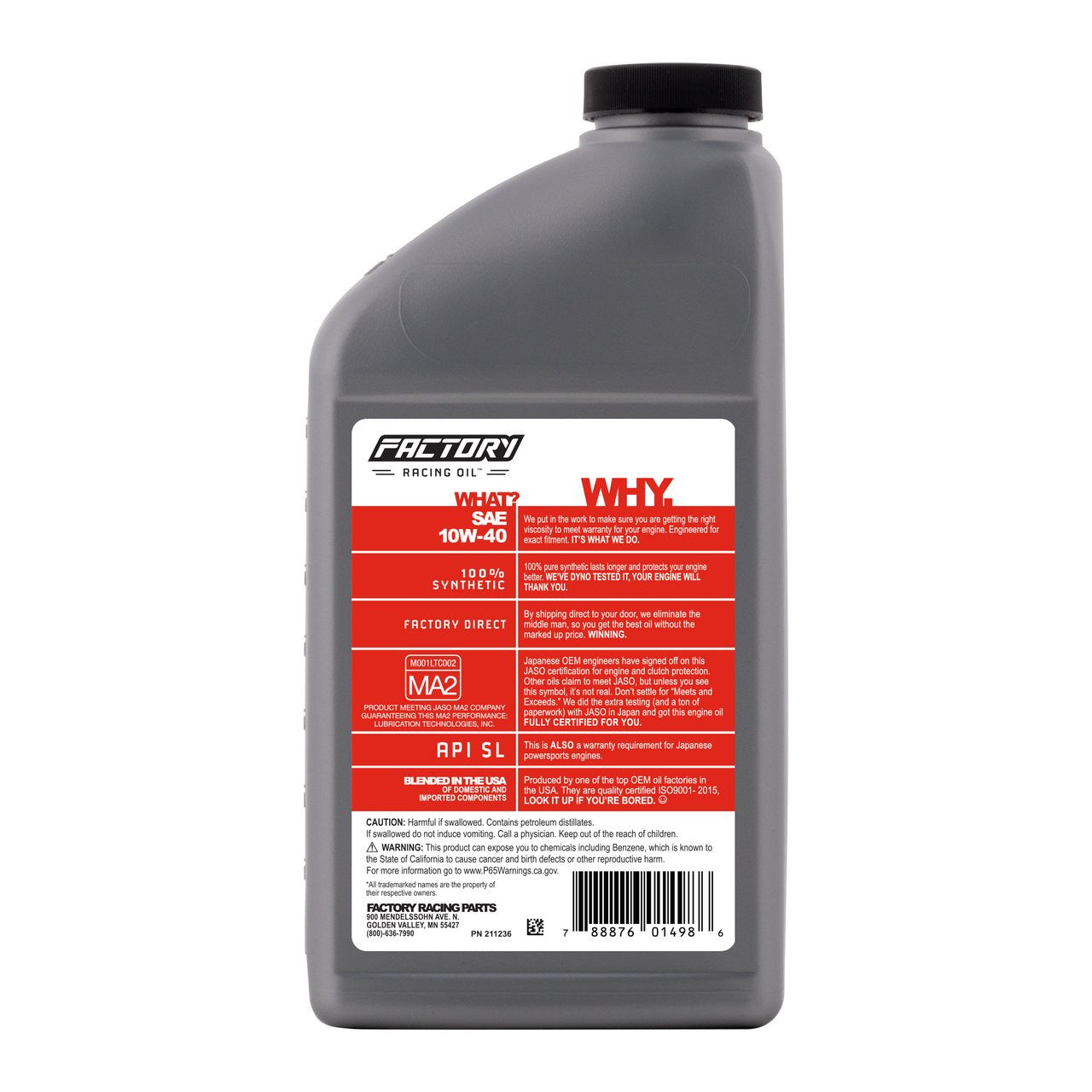 10W-40 4 Quart Oil Change Kit For Honda CBR1000, VT1100C, VT1100T, GL1500, GL1800